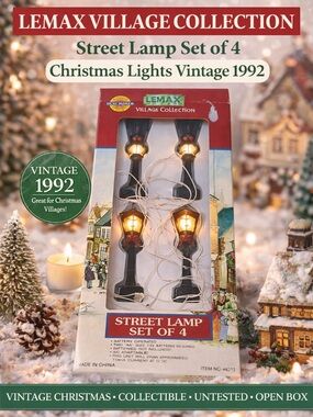 Lemax Village Collection Street Lamp Set of 4 Christmas Lights Vintage 1992